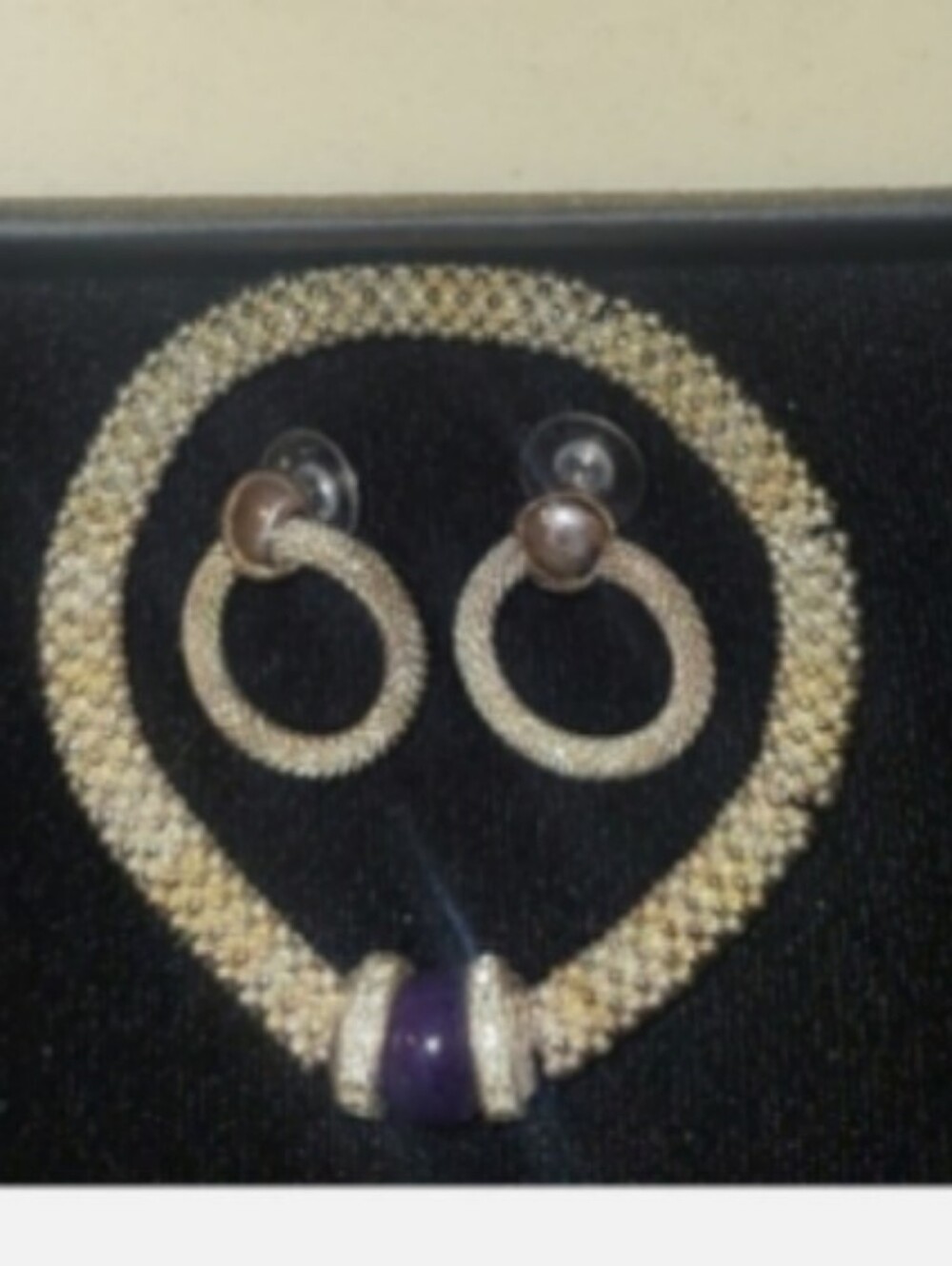 Vintage 2015 Avon Inner Balance Mesh Stretch Bracelet & Hoop Earring Set Blue
